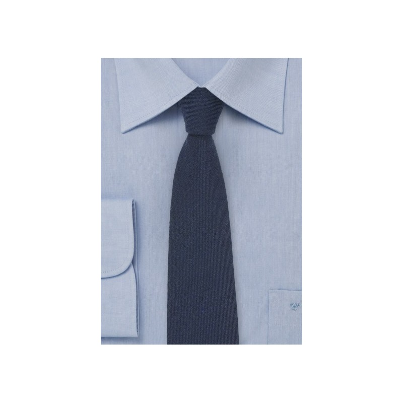Dark Navy Solid Wool Necktie