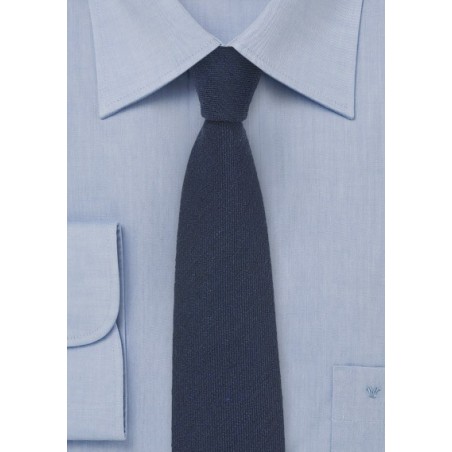 Dark Navy Solid Wool Necktie