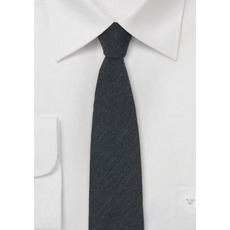 Skinny Wool Necktie in Smoke Gray