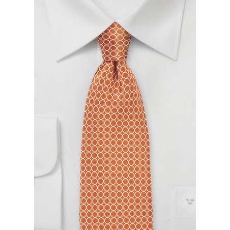 Vintage Orange Graphic Print Silk Tie
