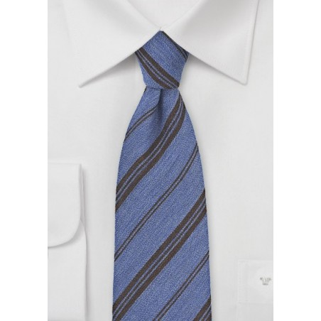Wool Necktie in Denim Blue and Chocolate Brown