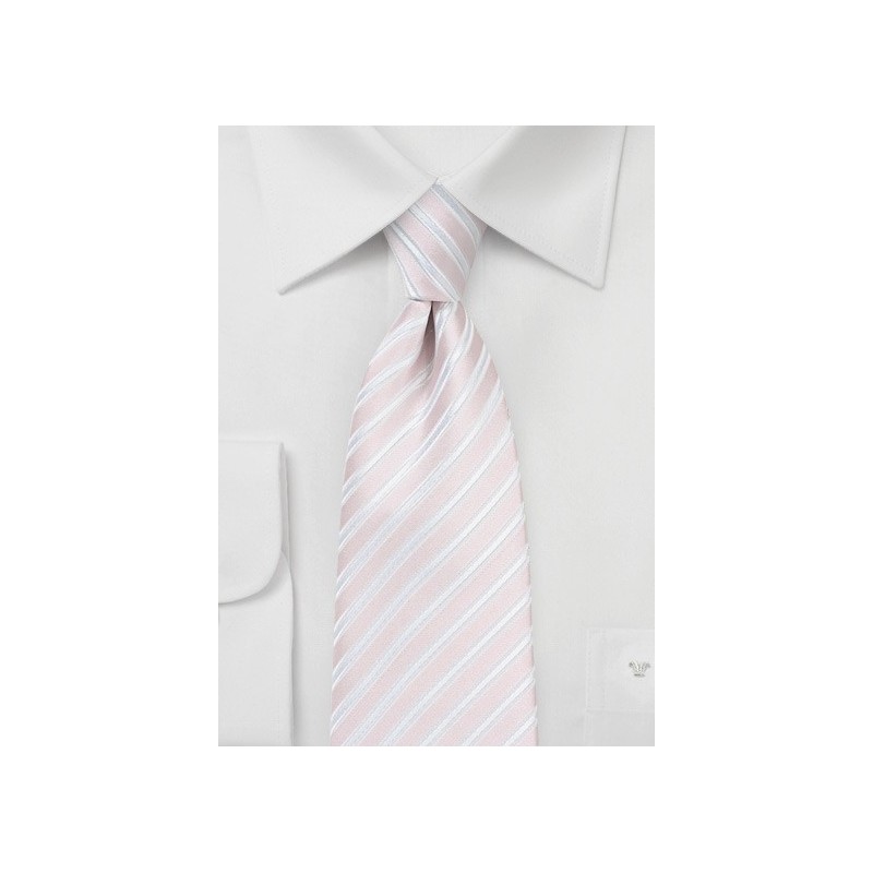 Pastel Pink and White Striped Tie