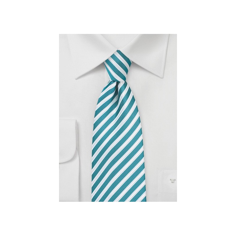 Striped Necktie in Tile Blue