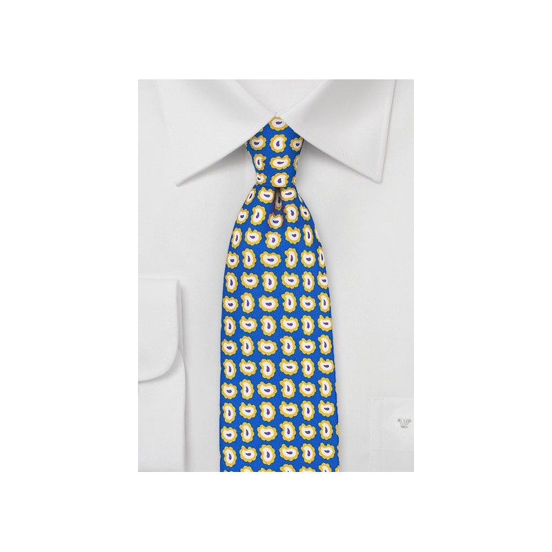 Pop Art Paisley Silk Tie in Blue and Yellow