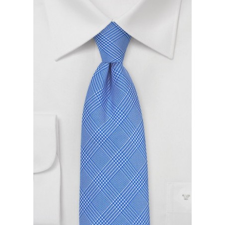 Glen Check Silk Tie in Bright Blue