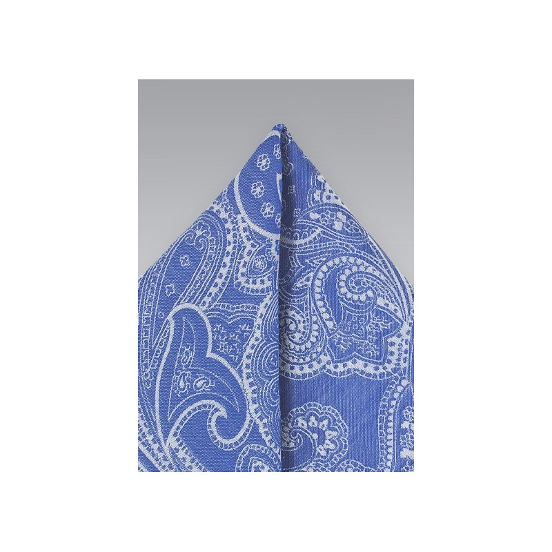 Paisley Floral Pocket Square in Summer Blue