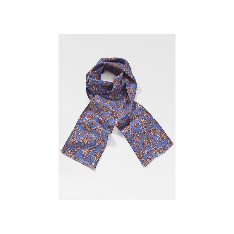 Silk Mens Scarf in Purple, Blue, Red, and Brown