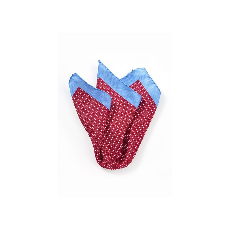 Italian Silk Pocket Square in Blue and Red