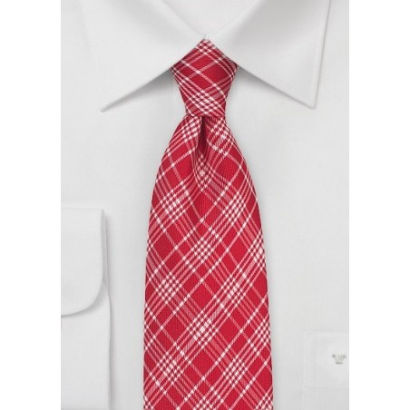 Bright Red Check Silk Tie