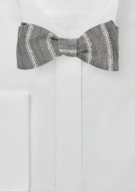 Linen Bow Tie in Stone Gray and Cream