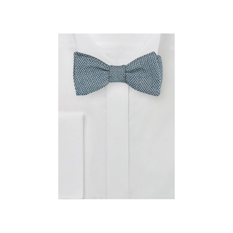 Herringbone Bow Tie in Denim Blue