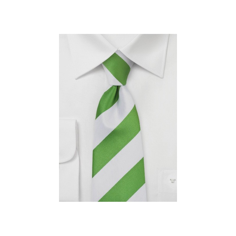 Wide Striped Tie in Lime and White