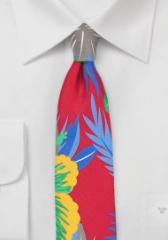 Trendy Hawaiian Floral Tie in Skinny Width