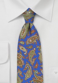 French Paisley Tie in Horizon Blue and Green