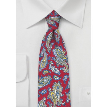 French Paisley Tie in Red, Blue, and Yellow