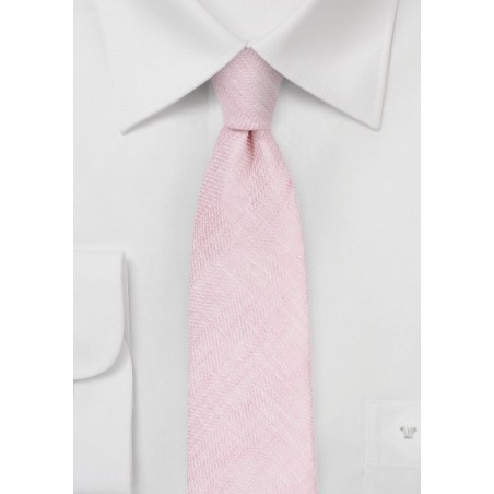 Skinny Linen Tie in Soft Pink