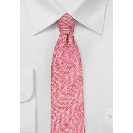 Bright Red Linen Skinny Tie