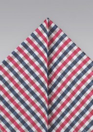 Seersucker Pocket Square in Red and Blue