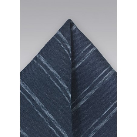 Linen Striped Pocket Square in Blues