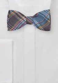 Autumn Madras Bow Bow Tie in Brown and Blue