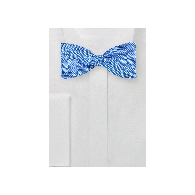 Blue and White Glen Check Bow Tie