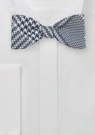 Bold Prince of Wales Check Bow Tie in Dark Navy