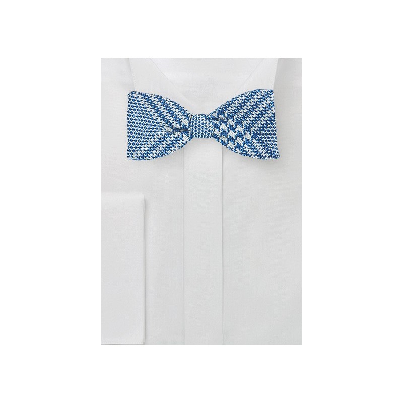Prince of Wales Check Bow Tie in Bright Blue