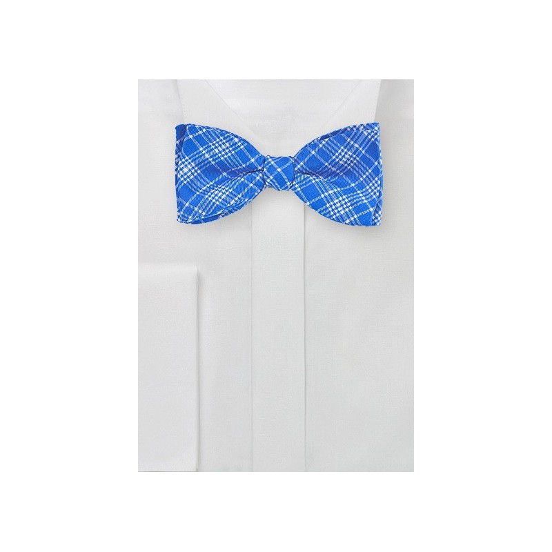 Modern Plaid Bow Tie in Horizon Blue
