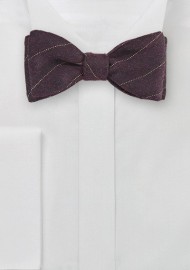 Mahogany Hued Wool Bow Tie with Pencil Stripe