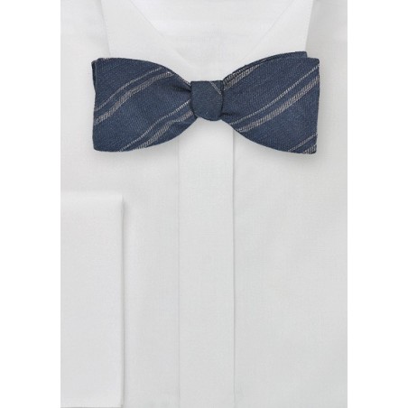 Elegant Linen Bow Tie in Navy and Gray