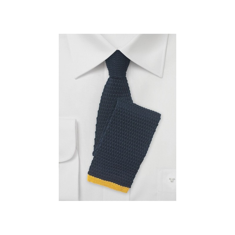 Navy and Yellow Knitted Necktie