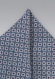 MOD Print Wool Pocket Square in Blue