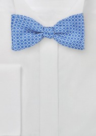 Graphic Print Bow Tie in Marina Blue