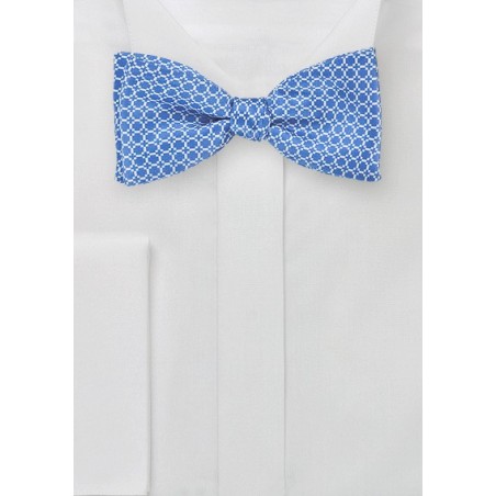 Graphic Print Bow Tie in Marina Blue