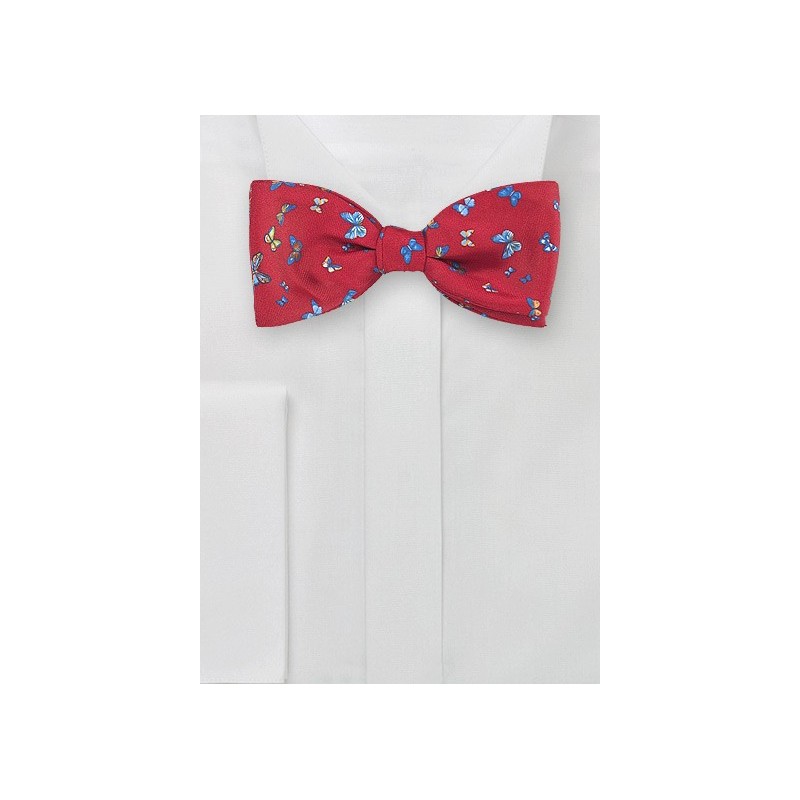 Red Bow Tie with Butterflies