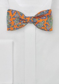 Orange and Green Paisley Bow Tie