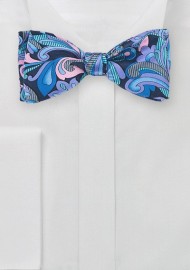 Art Nouveau Print Bow Tie in Pink and Blue