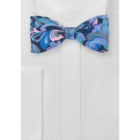 Art Nouveau Print Bow Tie in Pink and Blue