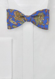 French Paisley Bow Tie in Blue and Green