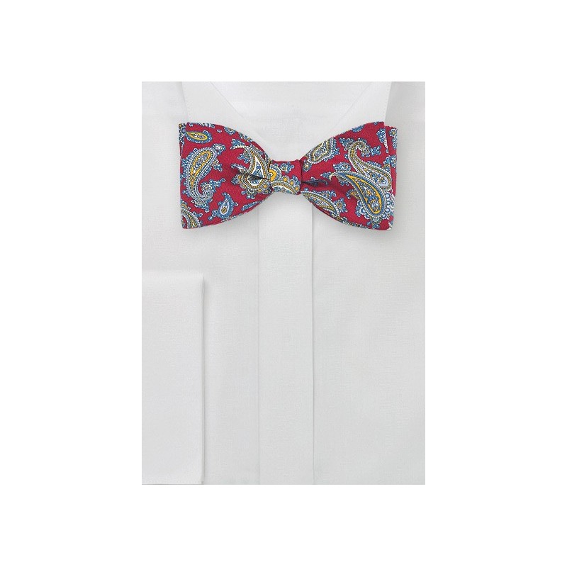 Red, Blue, Yellow Paisley Bow Tie