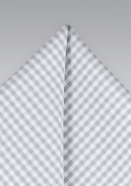 Silver and Gray Gingham Pocket Square