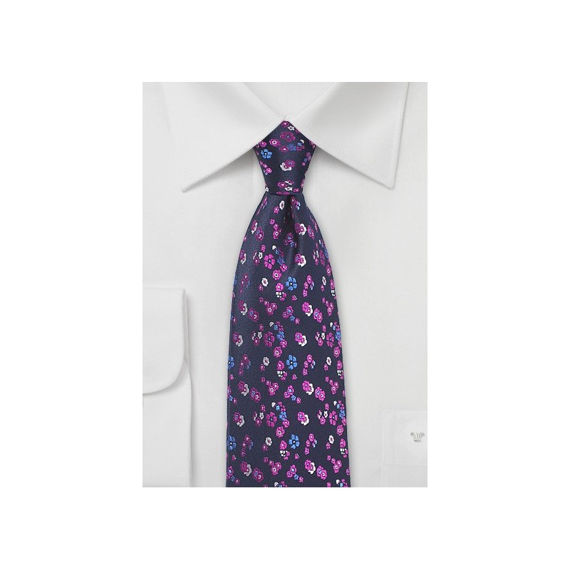 Floral Silk Tie in Purple