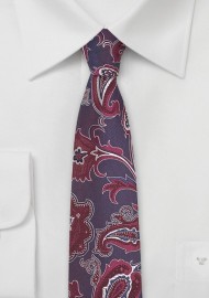 Modern Paisley Silk Tie in Wine Red