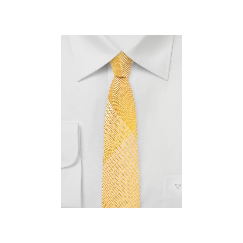 Mimosa Yellow Skinny Tie with Trendy Plaid