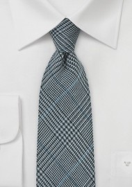 Glen Check Wool tie in Denim Blue