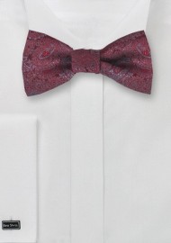 Red and Gray Paisley Bow Tie