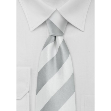 Preppy Kids Striped Tie in Silver and White