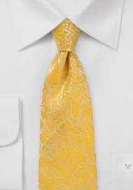 Lemon Yellow Paisley Tie for Kids