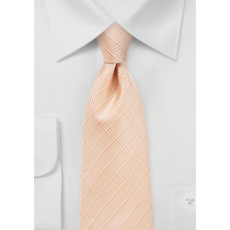 Extra Long Plaid Necktie in Coral Sands Color