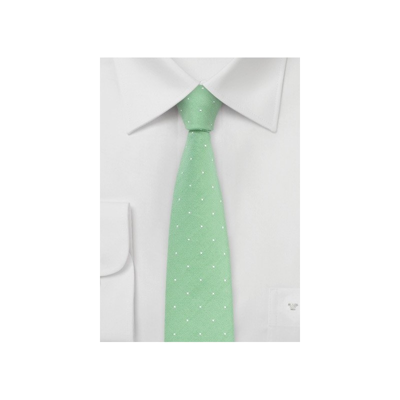 Cotton Skinny Tie in Summer Green